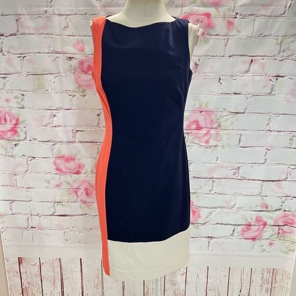 Lauren Ralph Lauren Women's Sleeveless Color Block Tri-color Sheath Dress Size 8 - Picture 1 of 9